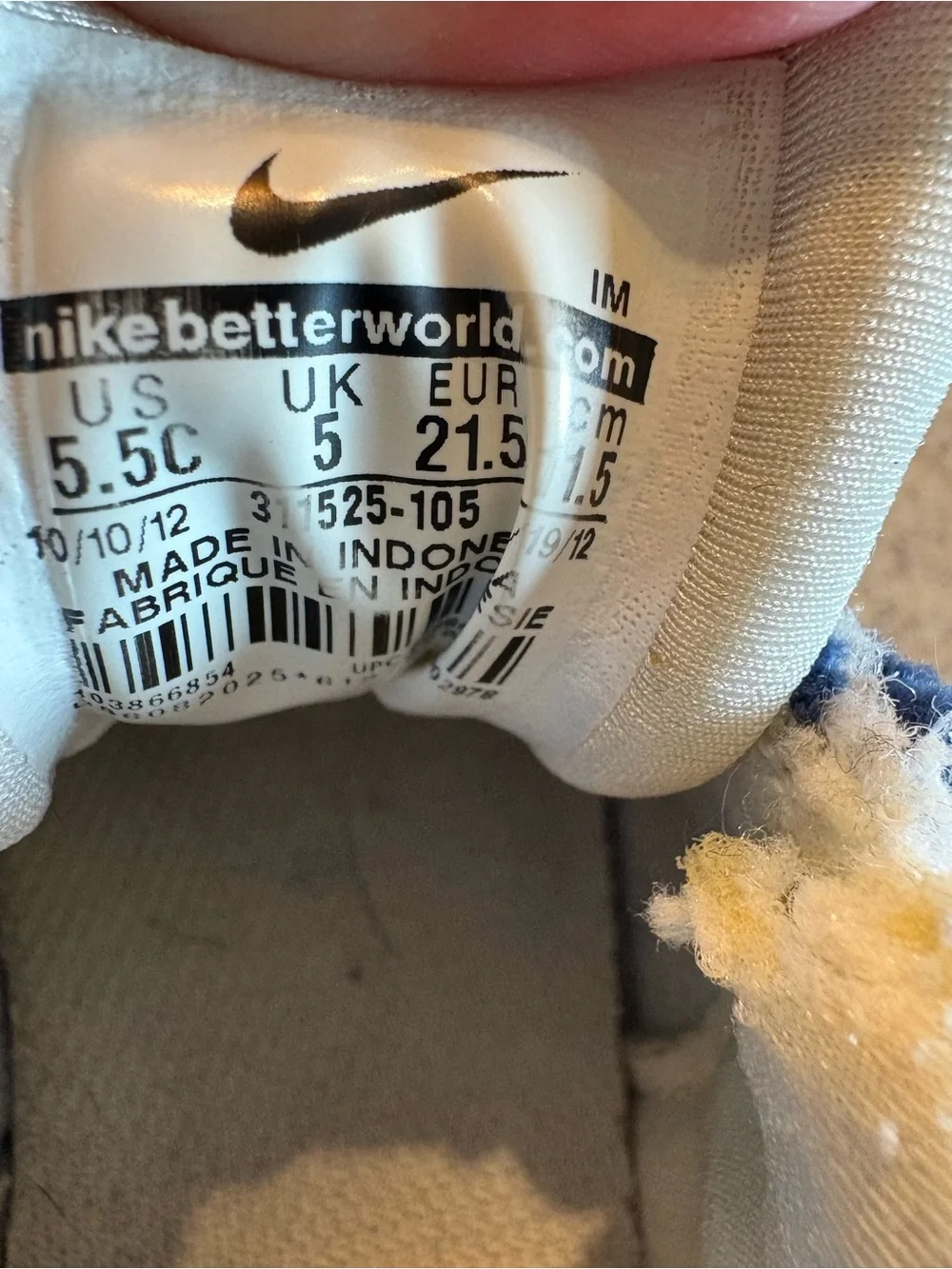 Nike Kids Toddler Air Max White and Navy Lace-Up Athletic Sneakers Shoes 5.5c